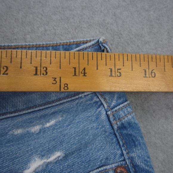 American Eagle Skort Womens Size 8 Blue Button Fly Distressed High Rise Denim - Picture 8 of 14